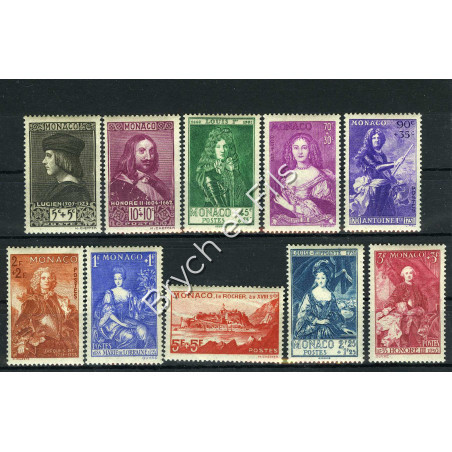 1939 MONACO N°185/194 TIMBRES POSTE PRINCES/PRINCESSE xx