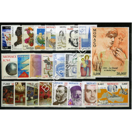 2001 MONACO ANNEE COMPLETE TIMBRES POSTE xx