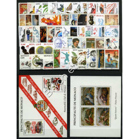2002 MONACO ANNEE COMPLETE TIMBRES POSTE DONT BF 86-87 xx