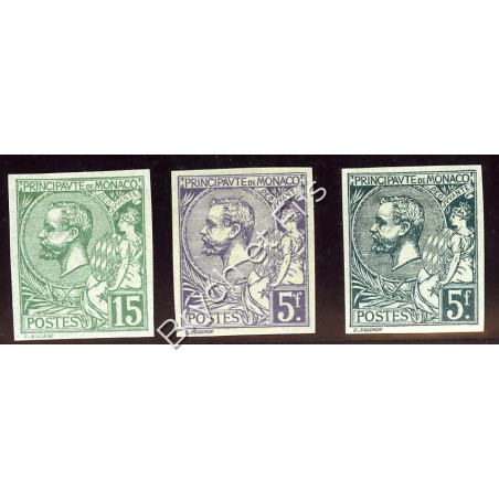 1920-21 Monaco Poste N°44a-46a-47b Non Dentelé Albert Ier Neuf Sans Gomme d'Origine (x)