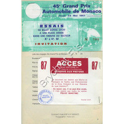 Programme Grand Prix Monaco 1987 signé + Pass