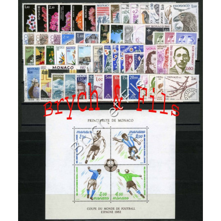 1982 MONACO ANNEE COMPLETE TIMBRES POSTE P.A. N°100/103 Préo N°74/77 BF N° 21 xx