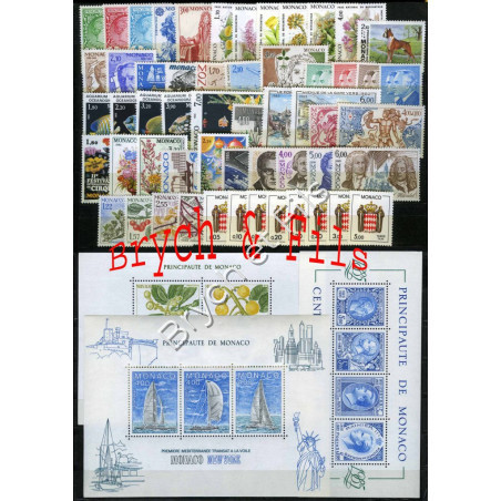 1985 MONACO ANNEE COMPLETE Préo N°86/89 Taxe N°75/82 BF N°31-32-33 xx