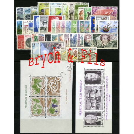 1987 MONACO ANNEE COMPLETE TIMBRES POSTE Préo N°94/97 BF N°38/39 xx