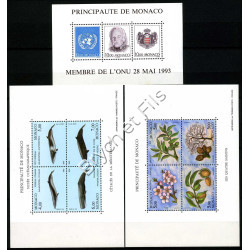 1993 MONACO ANNEE COMPLETE TIMBRES POSTE BF N°59/60-62 xx