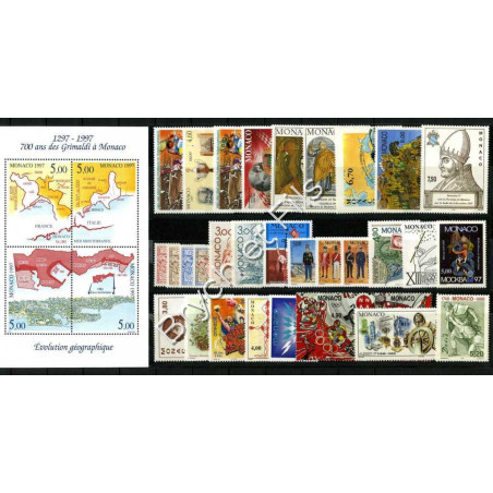 1997 MONACO ANNEE COMPLETE TIMBRES POSTE BF N°76 xx