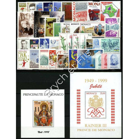 1998 MONACO ANNEE COMPLETE TIMBRES POSTE BF N°79/80 xx
