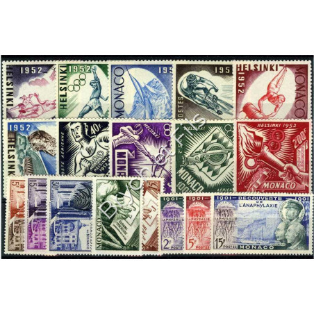 1952/53 MONACO ANNEES COMPLETES TIMBRES POSTE + P.A. 51/54 xx