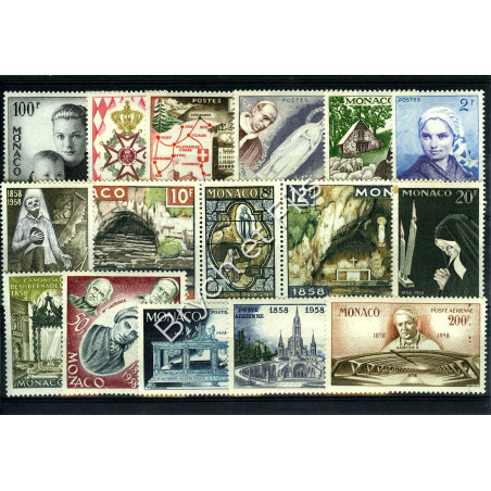 1958 MONACO ANNEE COMPLETE TIMBRES POSTE + P.A. N°69/70 xx
