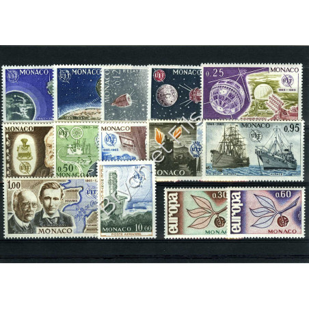 1965 MONACO ANNEE COMPLETE TIMBRES POSTE + P.A. N°84 xx