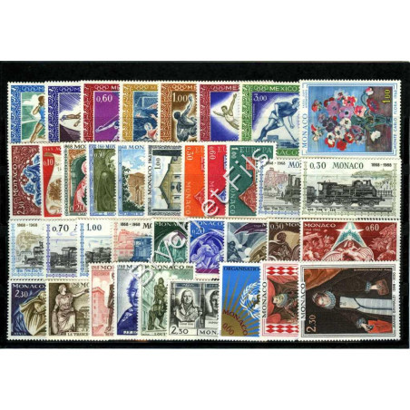 1968 MONACO ANNEE COMPLETE TIMBRES POSTE + P.A. 92 xx