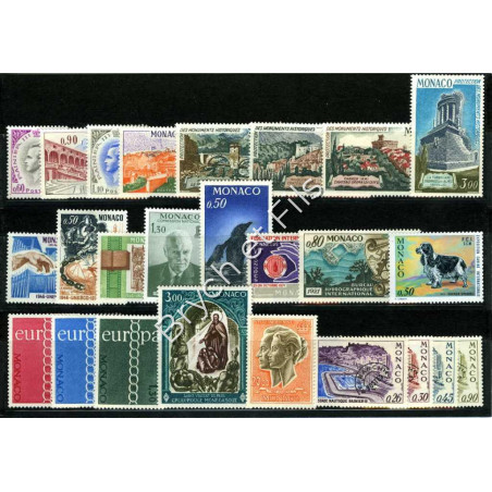 1971 MONACO ANNEE COMPLETE TIMBRES POSTE Préo N°30/33 P.A. N°90A xx