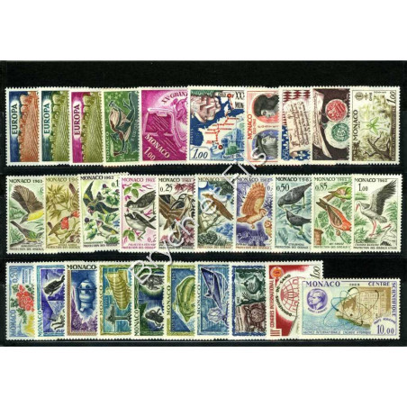 1962 MONACO ANNEE COMPLETE TIMBRES POSTE + P.A. 79/80 xx