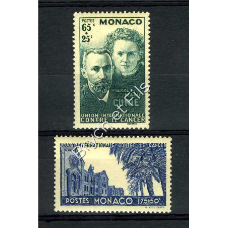 938 MONACO N°167/168 TIMBRES POSTE P. ET M. CURIE xx