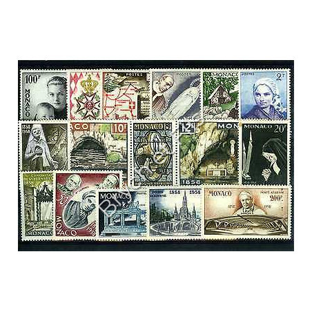 1958 MONACO ANNEE COMPLETE TIMBRES POSTE + PA  x