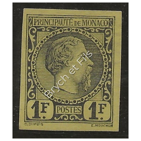 1885 MONACO N°9 TIMBRE POSTE NON DENTELE PRINCE CHARLES III NEUF SANS GOMME D'ORIGINE TRES BEAU x