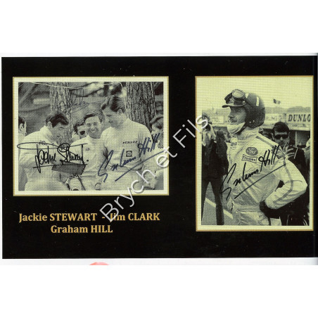 1 Signed Photo  J. Stewart, J. Clark, G. Hill et 1 Signed Photo G. Hill 60S pilots