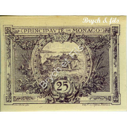 Billet Monaco 25 ct violet timbre sec 1920