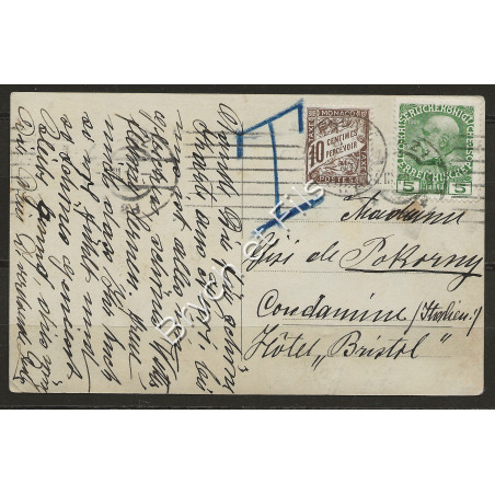 1905-09 Monaco Taxe N°4 Oblitéré Sur Carte Postal d'Autriche taxé à l'Arrivée 