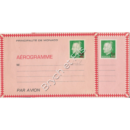 1976 Monaco Aérogramme N°502 Variété Double Surcharge Rainier III