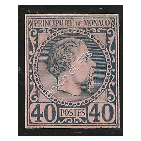 1885 MONACO N°7 TIMBRE POSTE NON DENTELE SUR BRISTOL PRINCE CHARLES III x