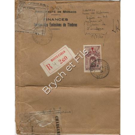 1940 Monaco Poste N°214 Oblitéré Sur Lettre Recommandé Départ Monaco Arr Jussey
