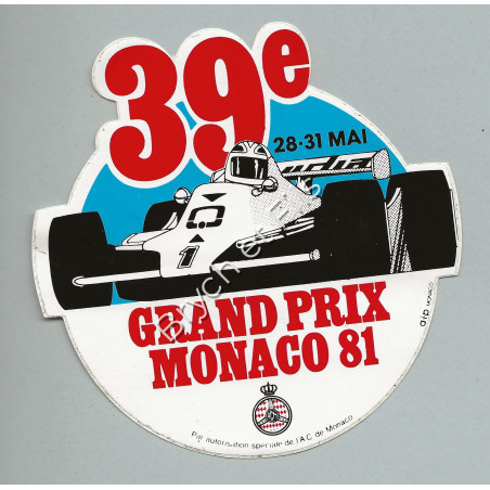 Autocollant Grand Prix de Monaco 28-31 MAI 1981