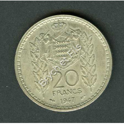 20 Francs Louis II de Monaco Cupro-nickel 1947