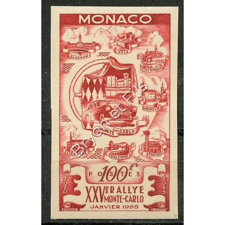 1955 MONACO N°420 ESSAI DE COULEUR NON DENTELE  25ème RALLYE  x