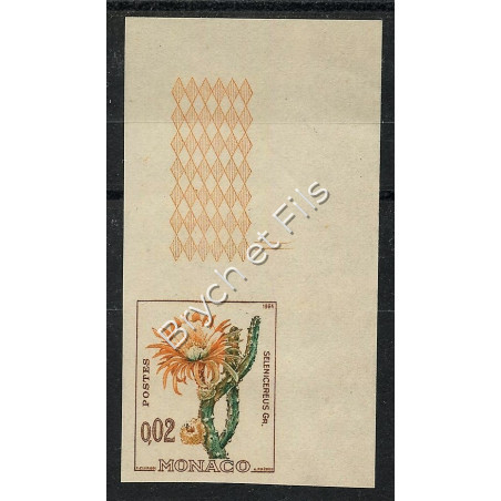 1960-64 MONACO N°537B NON DENTELE ESSAI DE COULEUR FLORE SELENICEREUS xx