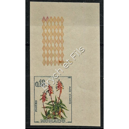 1960-64 MONACO N°541A NON DENTELE ESSAI DE COULEUR FLORE ALOE CILIARIS xx