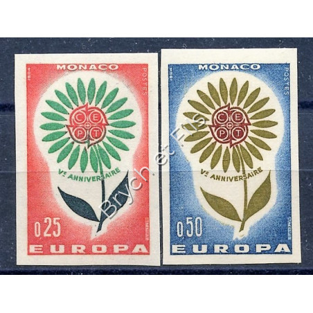 1964 MONACO N°652-653 NON DENTELE EUROPA MARGUERITE