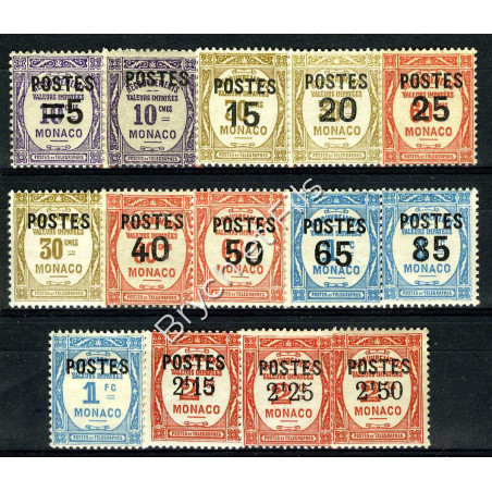 1937 MONACO N°140/153 TIMBRES TAXE SURCHARGES POSTE x