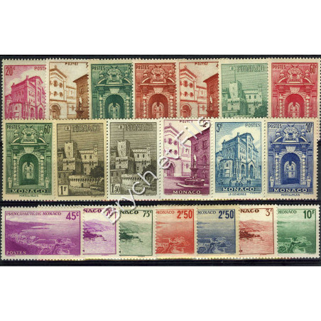 1939-41 MONACO N°169/183 TIMBRES POSTE VUES DE MONACO x
