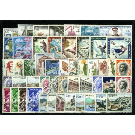 1960 MONACO ANNEE COMPLETE N°523/550A TIMBRE POSTE PREO N°19/22 TAXE N°56/62 x