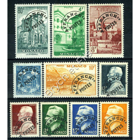 1943-51 MONACO PREOBLITERES YVERT ET TELLIER N°1-10 x
