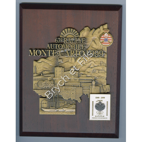 1999 MONACO BADGE/PLAQUE CALANDRE EMAILLEE 67e RALLYE MONTE CARLO