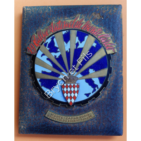 1960 MONACO BADGE PLAQUE CALANDRE EMAILLE 29e RALLYE MONTE CARLO
