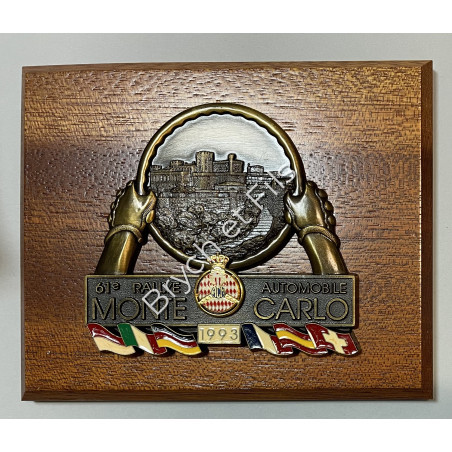1993 MONACO BADGE PLAQUE CALANDRE EMAILLEE 61e RALLYE MONTE CARLO