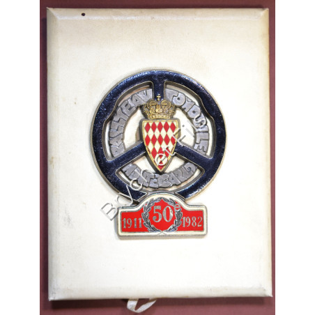 1982 MONACO BADGE PLAQUE CALANDRE EMAILLEE 50e RALLYE AUTOMOBILE DE MONTE CARLO