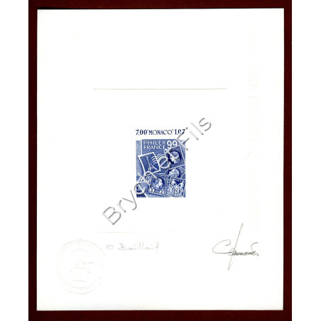 1999 MONACO N°2212 PHILEXFRANCE 99 EPREUVES D'ARTISTE BLEUE ET NOIRE SIGNEES