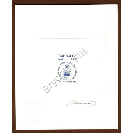 1999 MONACO N°2229 EXPOSITIONS PHILATELIQUES MONACO 2000 EP. D'ARTISTE SIGNEE