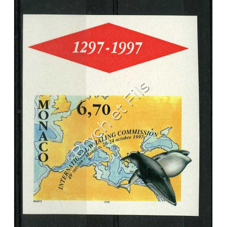 1997 MONACO N°2133 NON DENTELE PROTECTION DES BALEINES xx