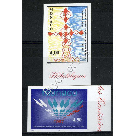 1997 MONACO N°2140-41 NON DENTELE CONCOURS DE DESSINS ELEVES xx
