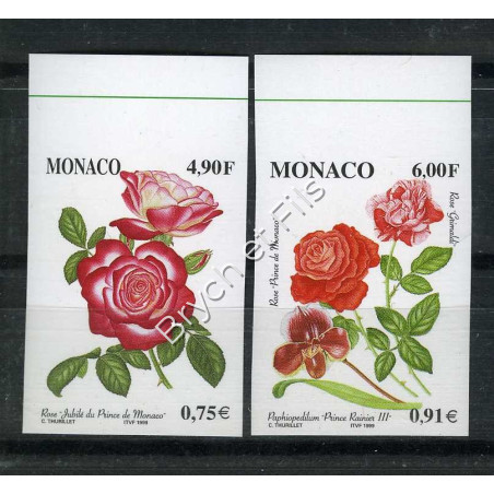 1999 MONACO N°2194/2195 NON DENTELE ROSES ET ORCHIDEES xx