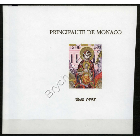 1998 MONACO BLOC N°79 ESSAI DE COULEUR NON DENTELE NOEL xx