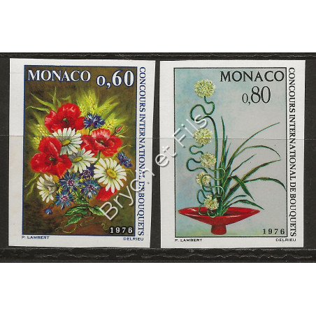 1975 MONACO N°1035-36 NON DENTELE  CONCOURS INTERNATIONAL DE BOUQUETS xx