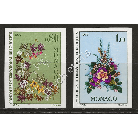 1976 MONACO N°1076-77 NON DENTELE  CONCOURS INTERNATIONAL DE BOUQUETS xx