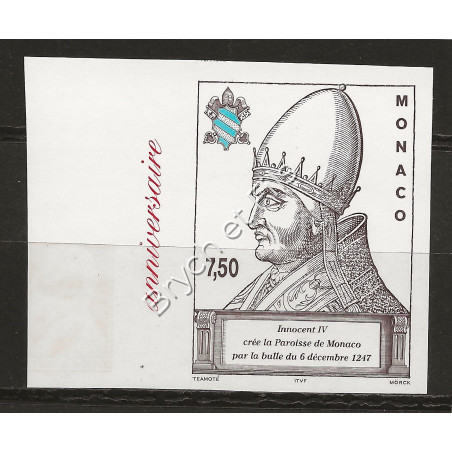 1997 MONACO N°2137 NON DENTELE 750° ANNI CREATION PAROISSE DE MONACO xx