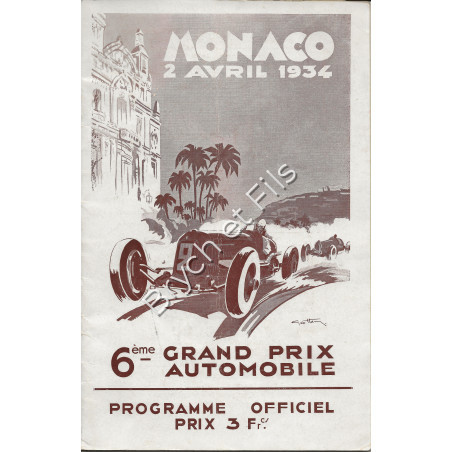 Programme Grand Prix Monaco 1934